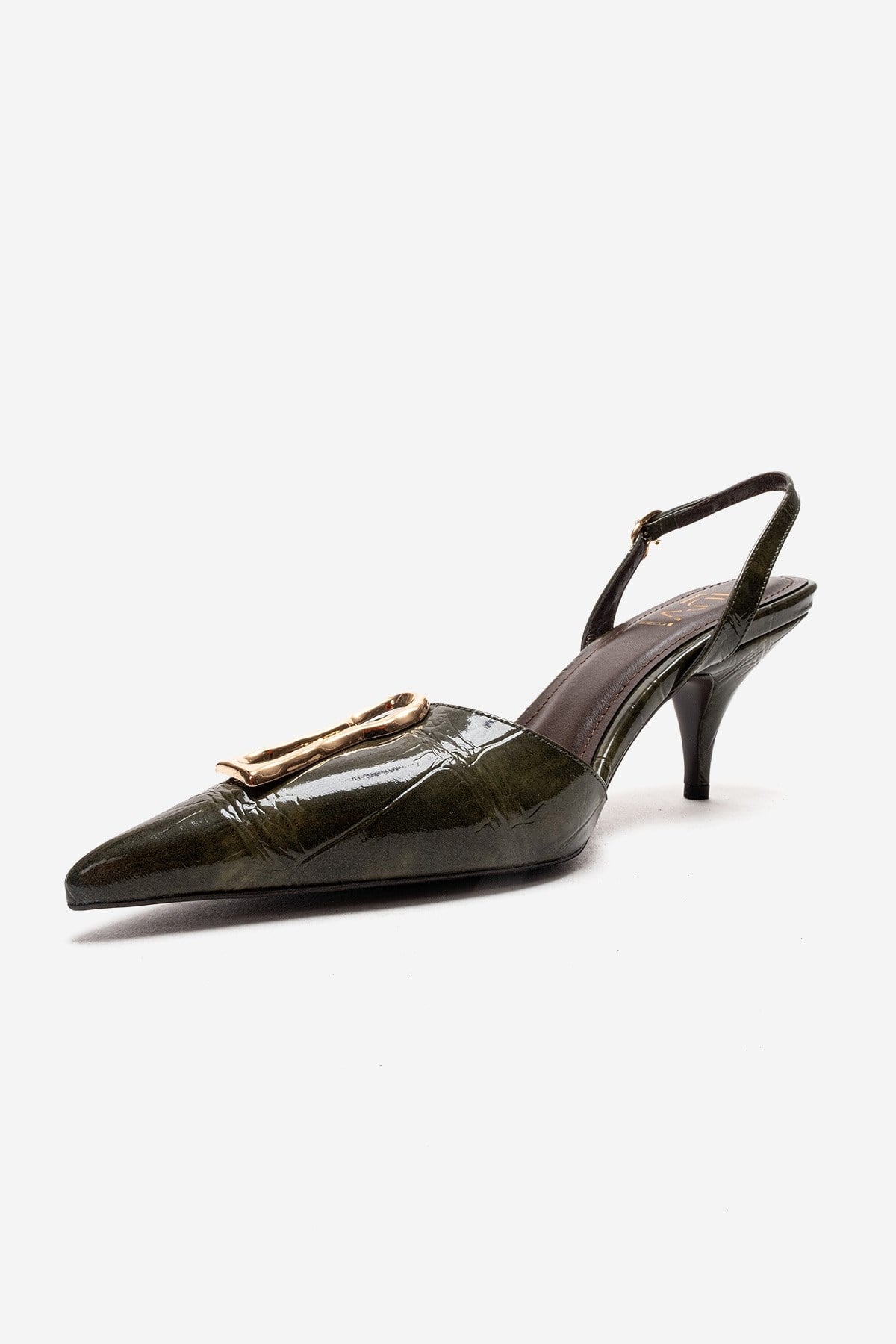 Yvella - Green Patent Buckle Pointed Toe Stiletto Pump (Women)