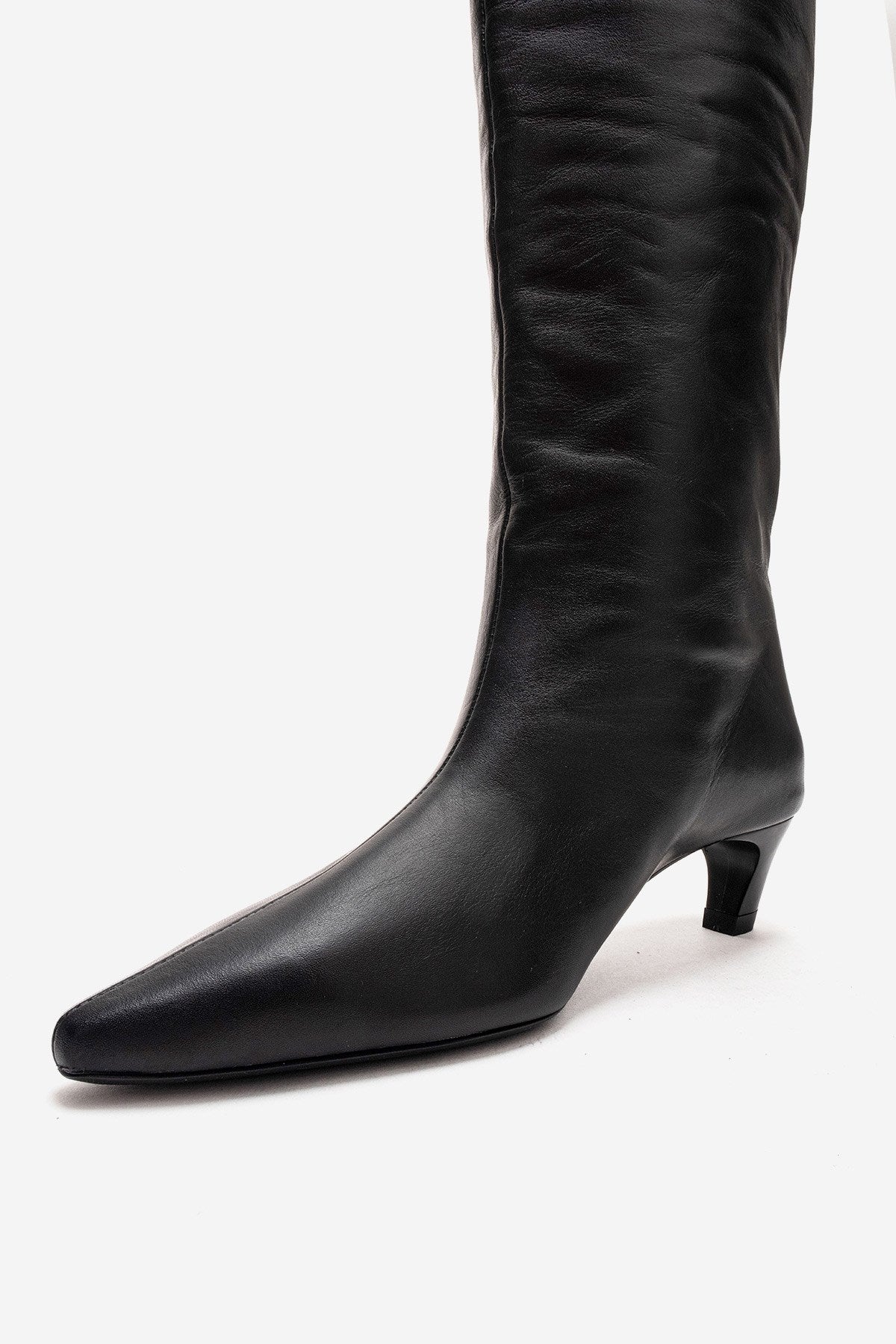 CORVEL - Black Genuine Leather Knee-High Heeled Boot (Women)