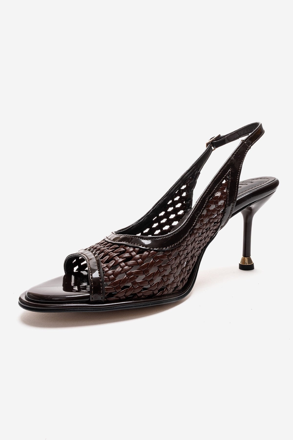 BONITO - Zapatos de Tacón de Aguja de Tela Trenzada Marrón (Mujer)