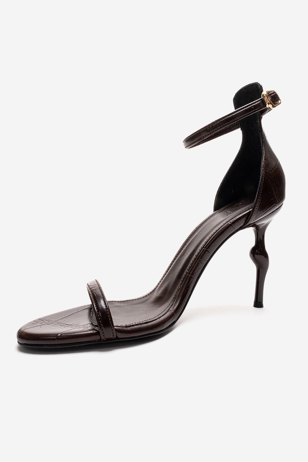 Yelena - Zapatilla de tacón de aguja con tiras finas y estampado marrón (Mujer)