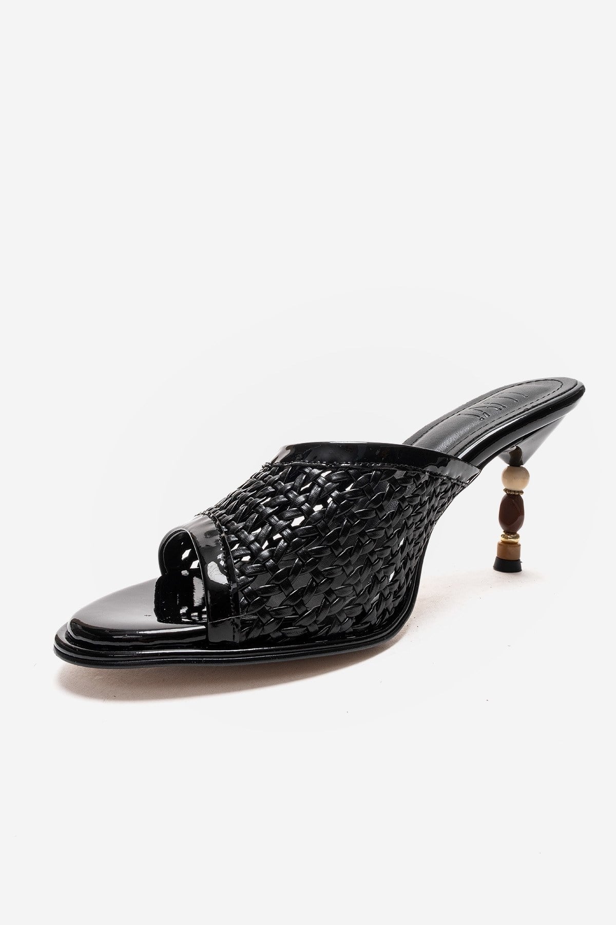 Selvian - Black Beaded Heel Slide (Women)