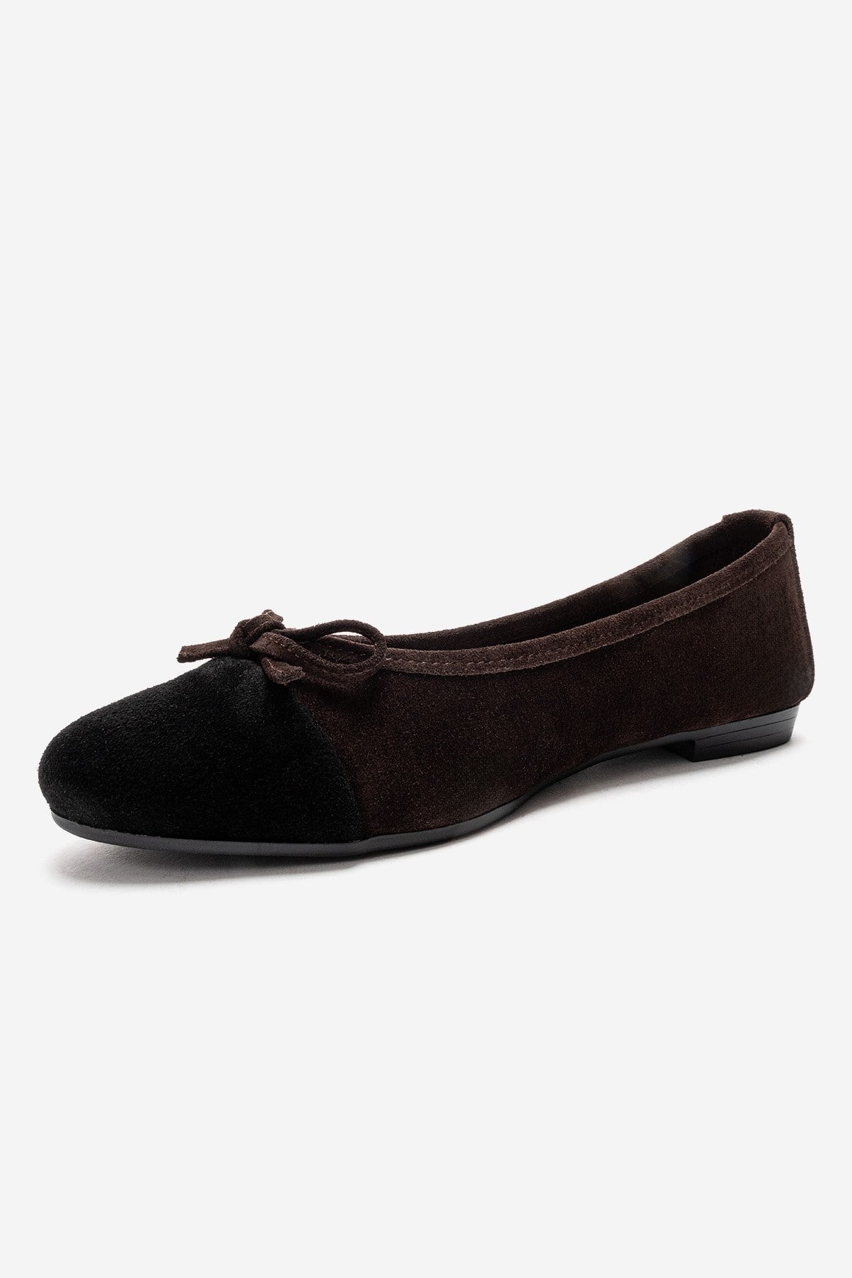 BOLEO - Brown/Black Genuine Leather Ballet Flat (Women)