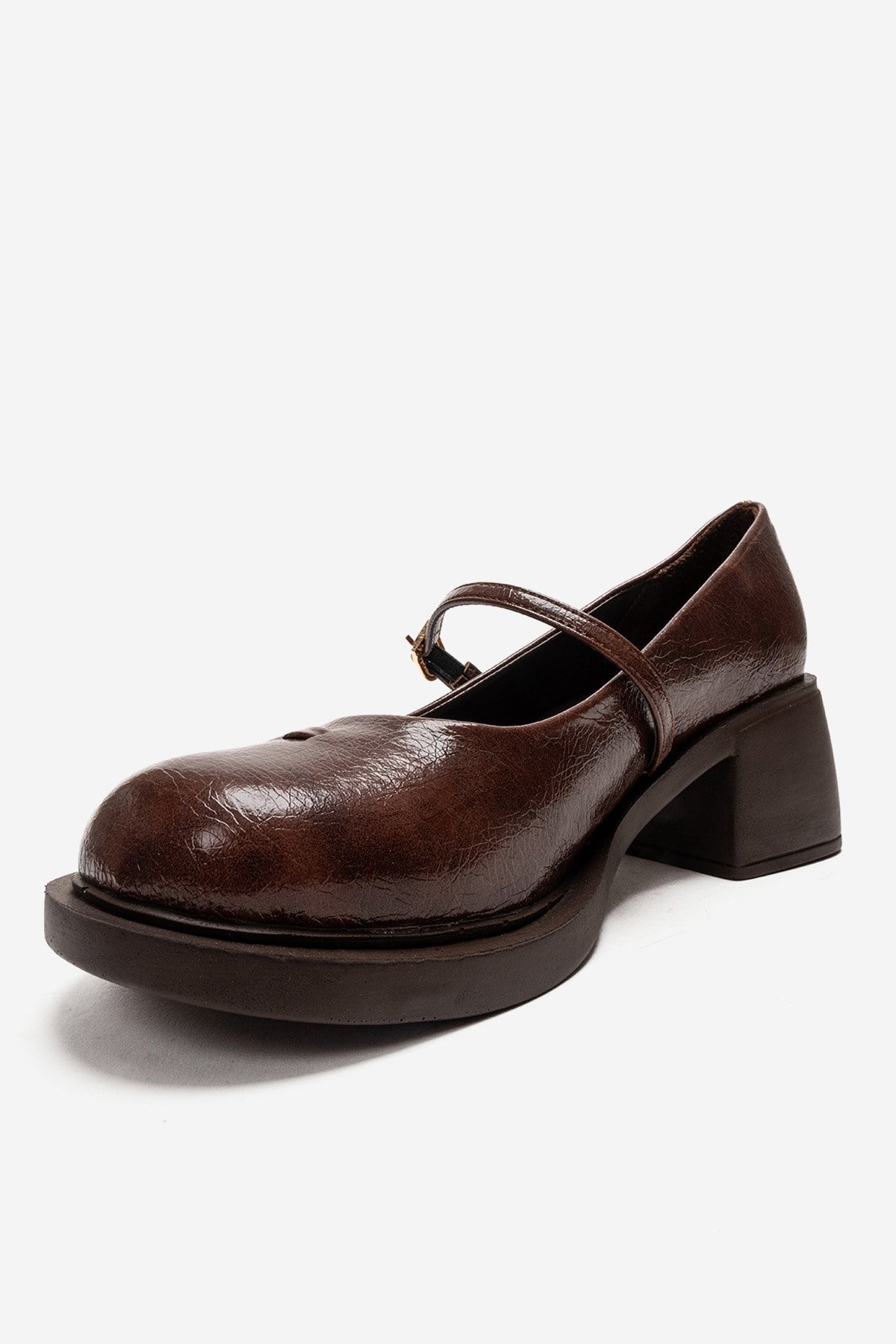LUANDA - Cognac Genuine Leather Block Heel Mary Jane (Women)