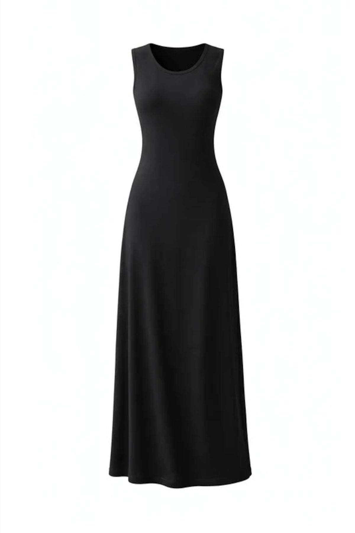 Relactive Wear-Kalie Women’s Black Thick-strap Boat Neck Modal Maxi Dress