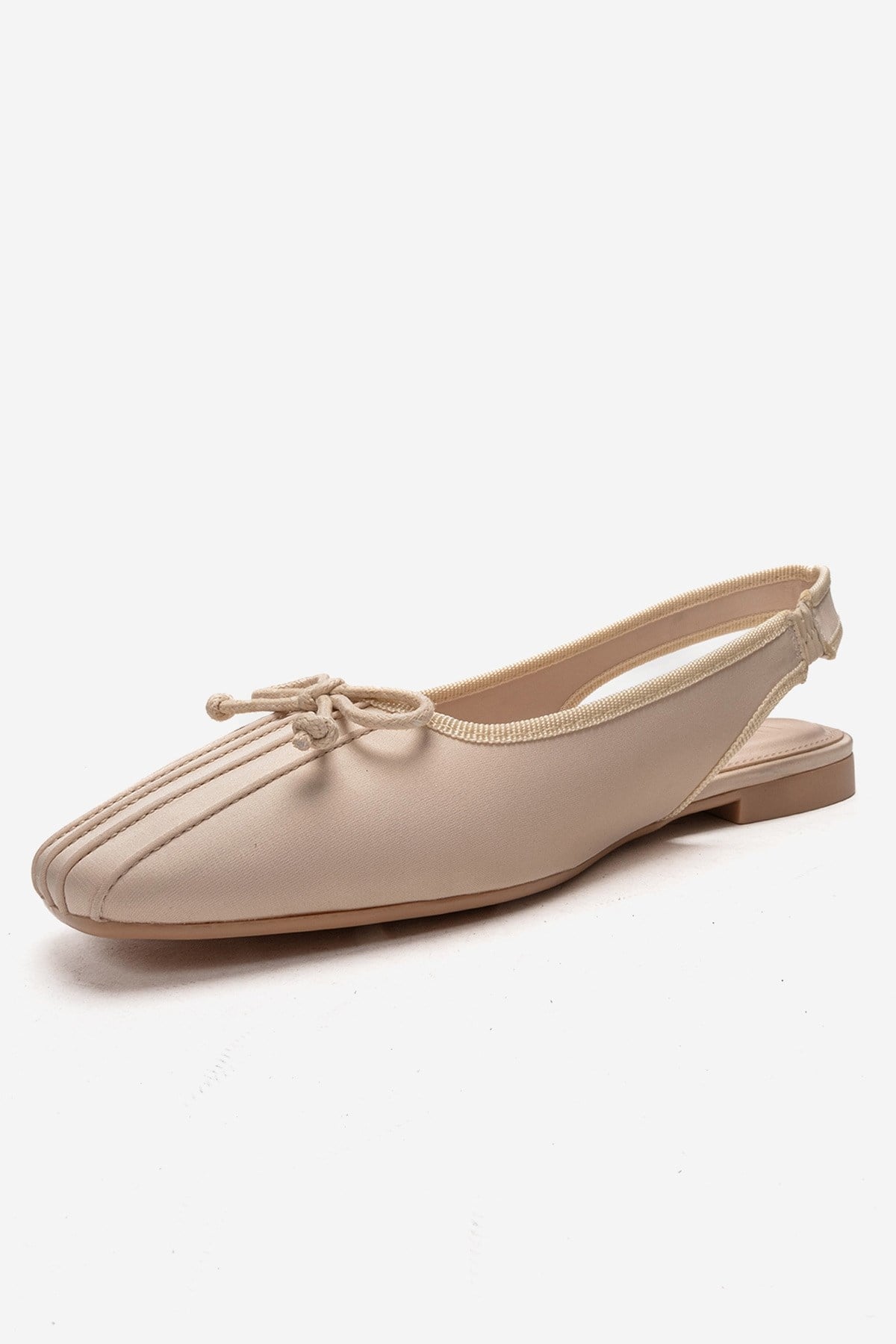 Zelvia - Beige Satin Bow Slingback Ballet Flat (Women)