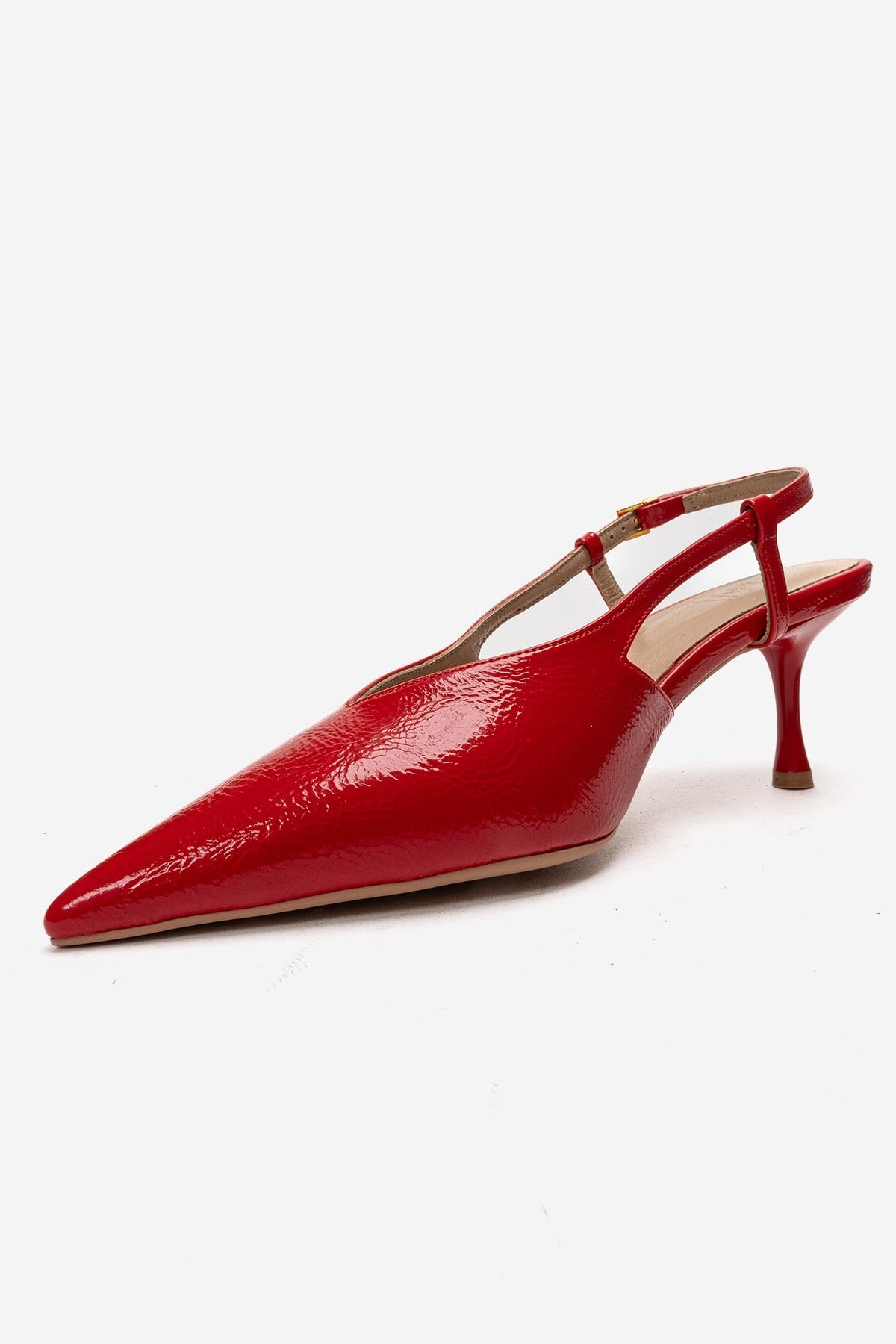 Irena - Red Genuine Leather Pointed Slingback Stiletto Pump (Women)