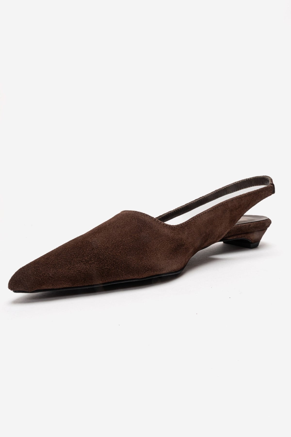 BERLINA - Zapato de tacón bajo de bloque de cuero genuino de ante marrón (Mujer)