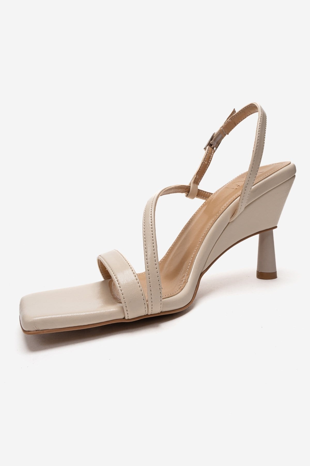 Jolene - Zapatos de tacón de aguja con punta cuadrada en piel auténtica Off-White (Mujer)