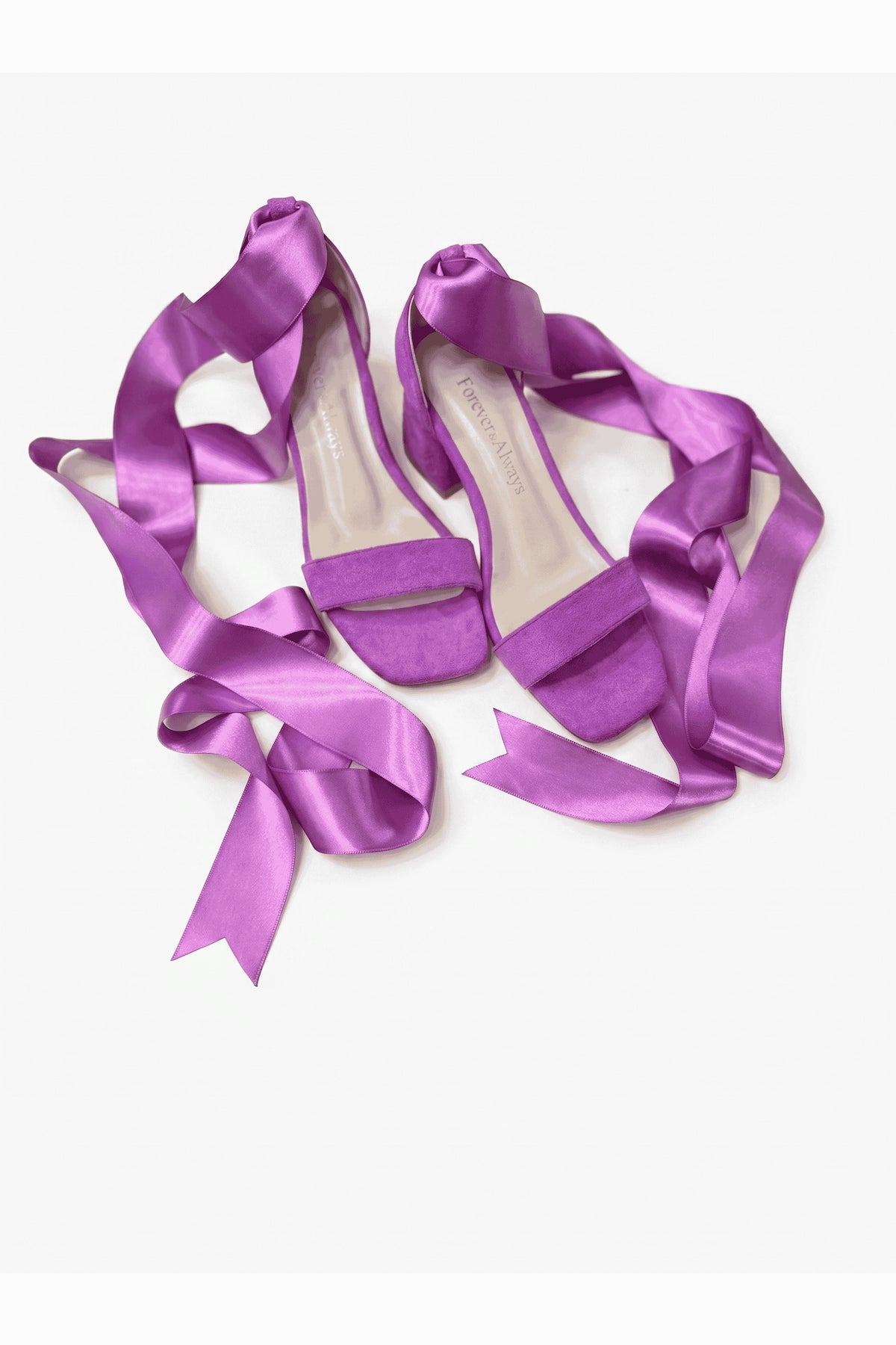 Rova Fuchsia Suede Satin Ribbon Ankle Strap Block Heel Sandal