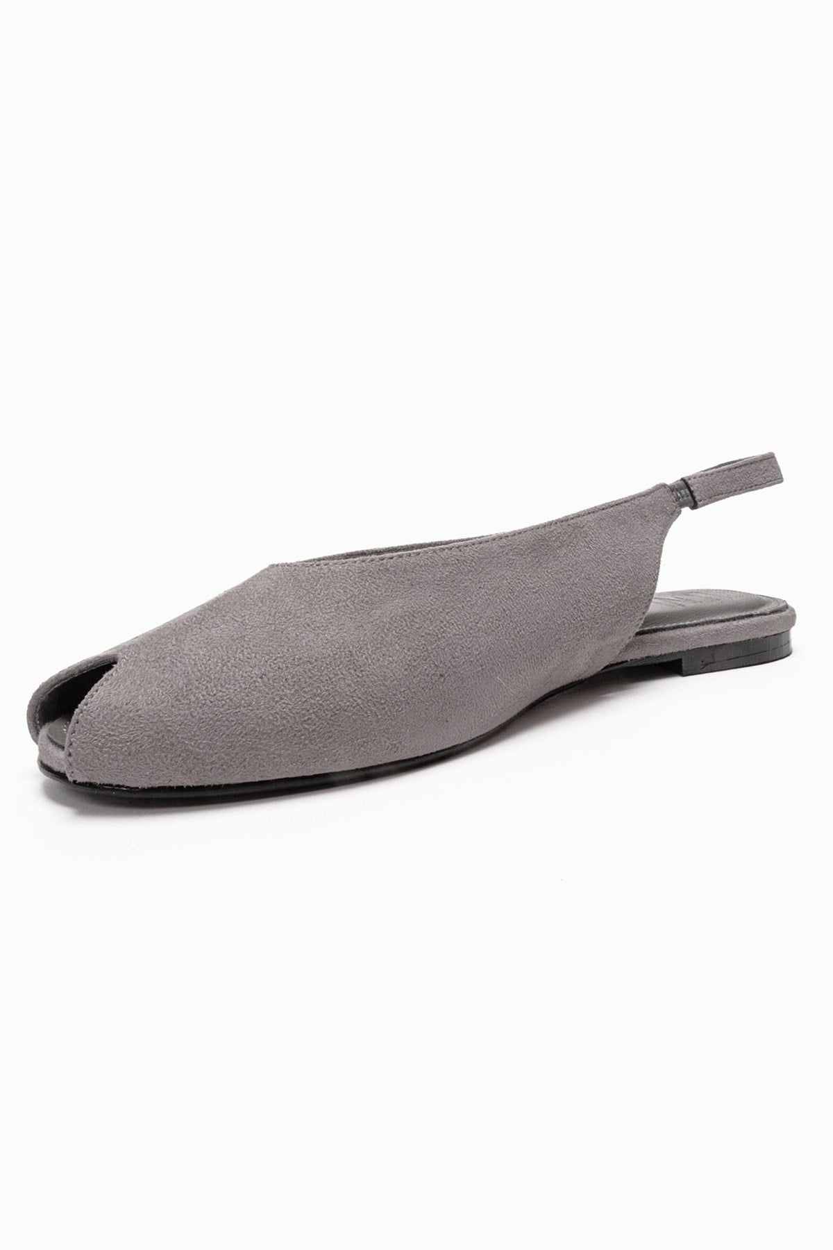 SERINA - Grey Genuine Leather Open Front Slingback Sandal (Women)