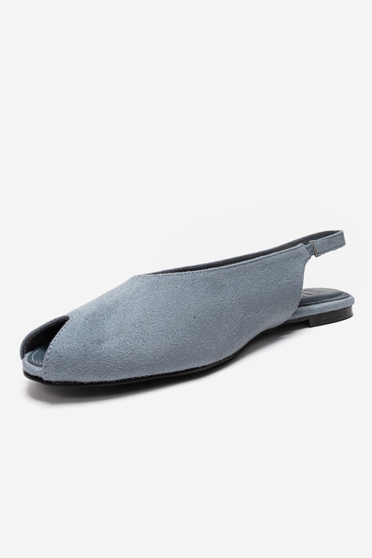 SERINA - Sandalia Slingback Abierta de Cuero Genuino Azul Bebé (Mujer)