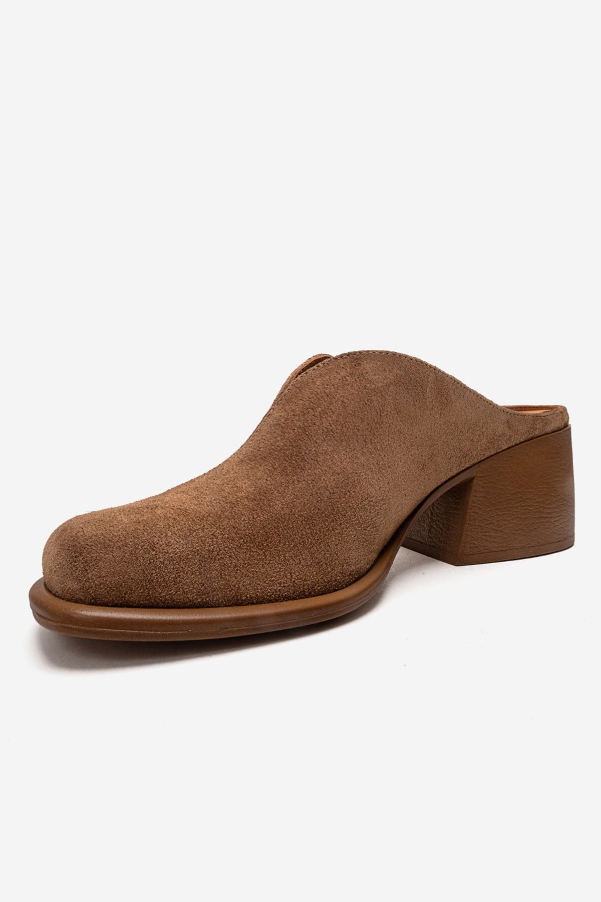 Ardent - Camel Genuine Leather Block Heel Mule (Women)