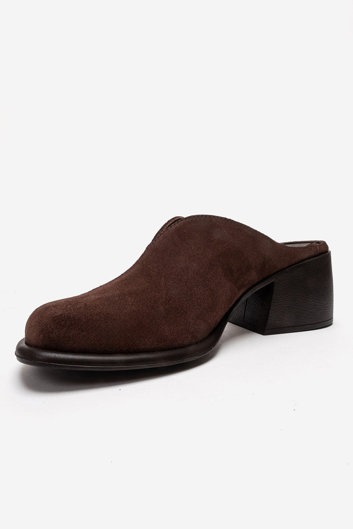 Ardent - Brown Genuine Leather Block Heel Mule (Women)
