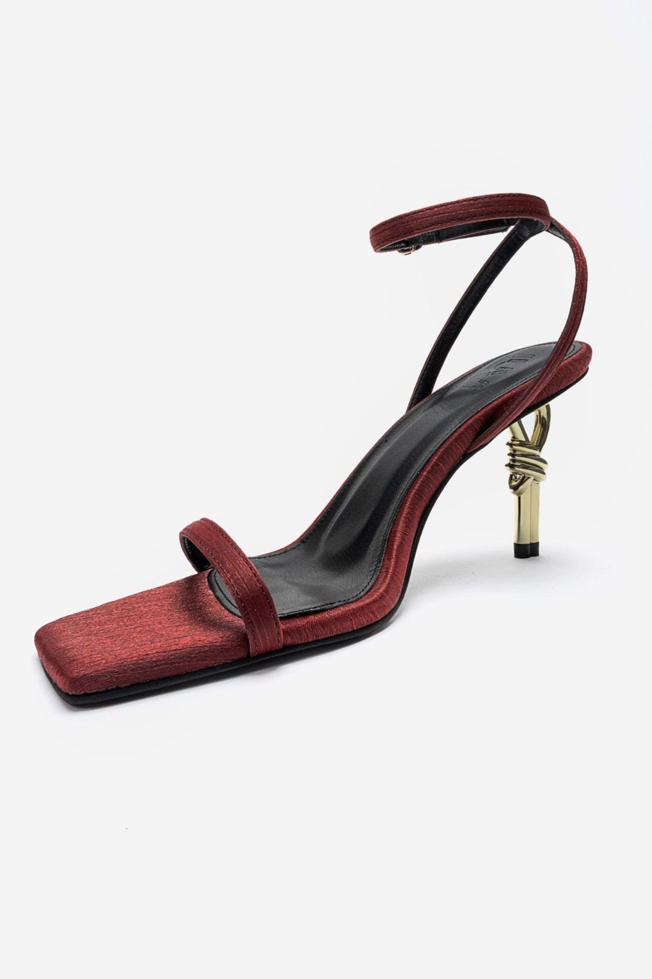 SONE - Burgundy Satin Gold Stiletto Heel Shoe (Women)