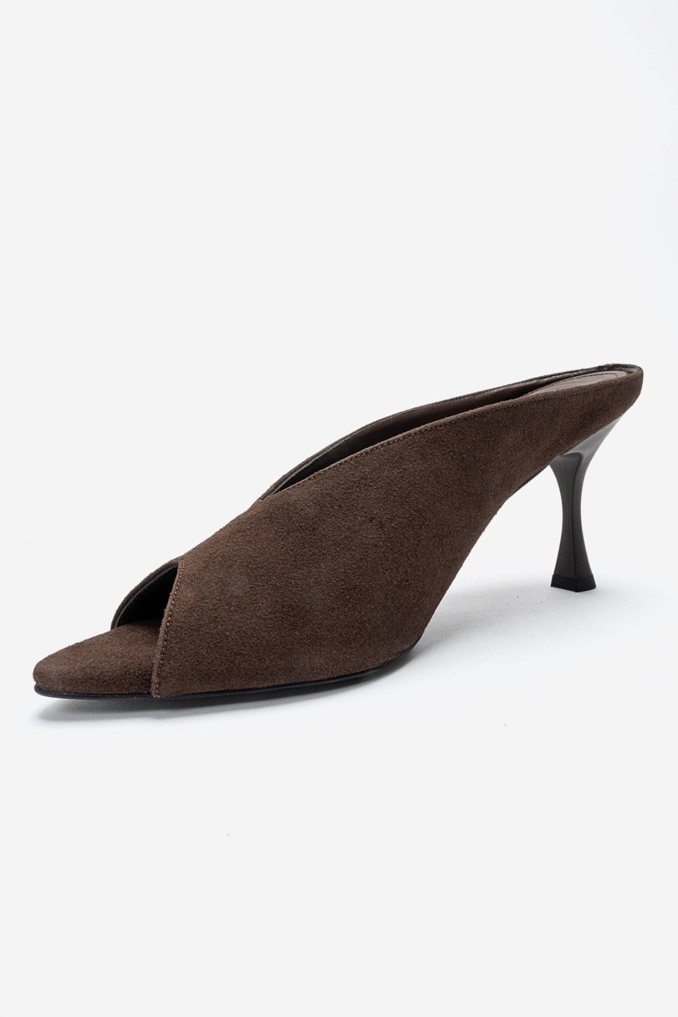 PELINA - Brown Genuine Leather Thin Heel Mule (Women)
