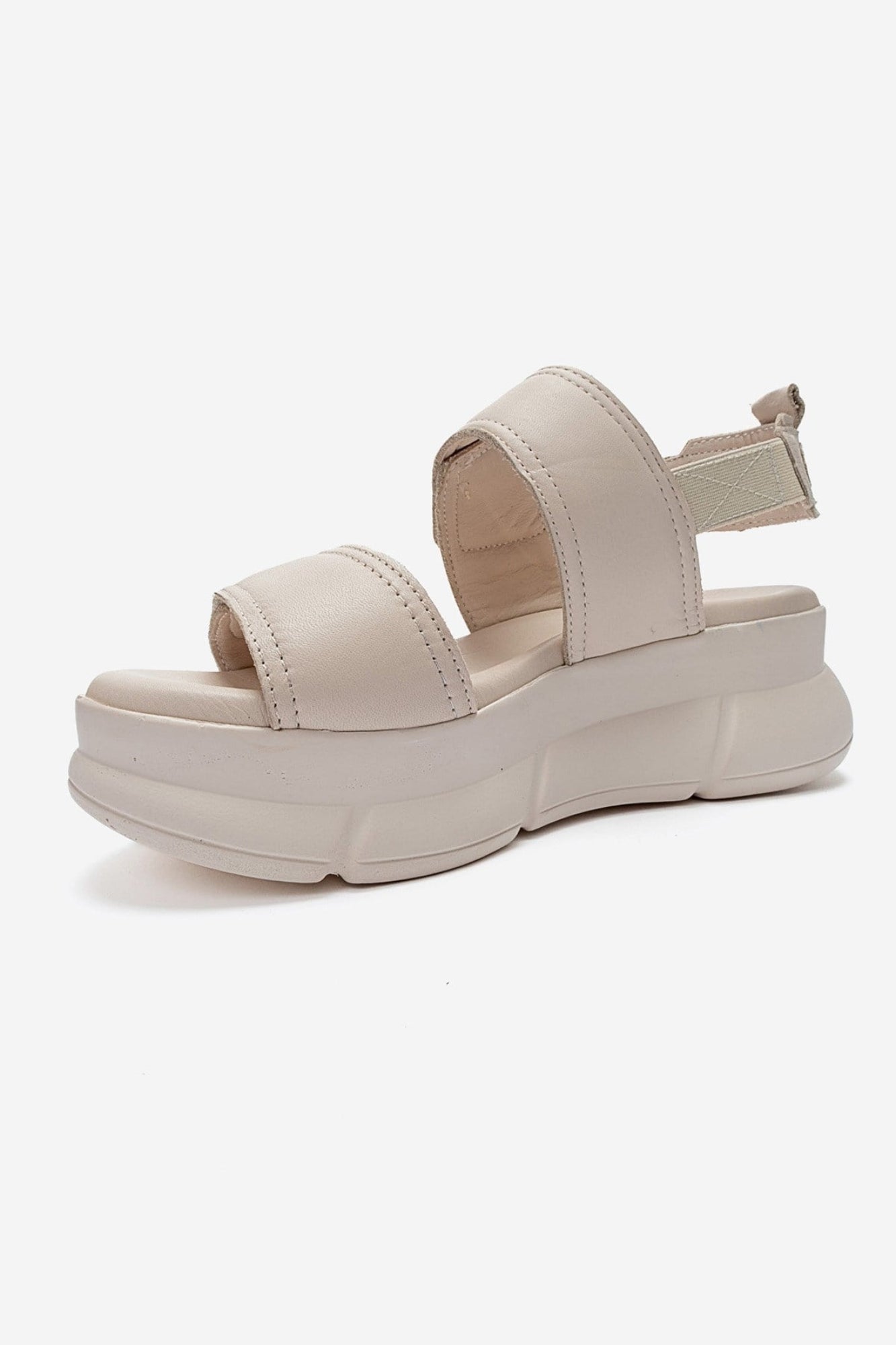 CELESTE - Beige Genuine Leather Platform Sandal (Women)