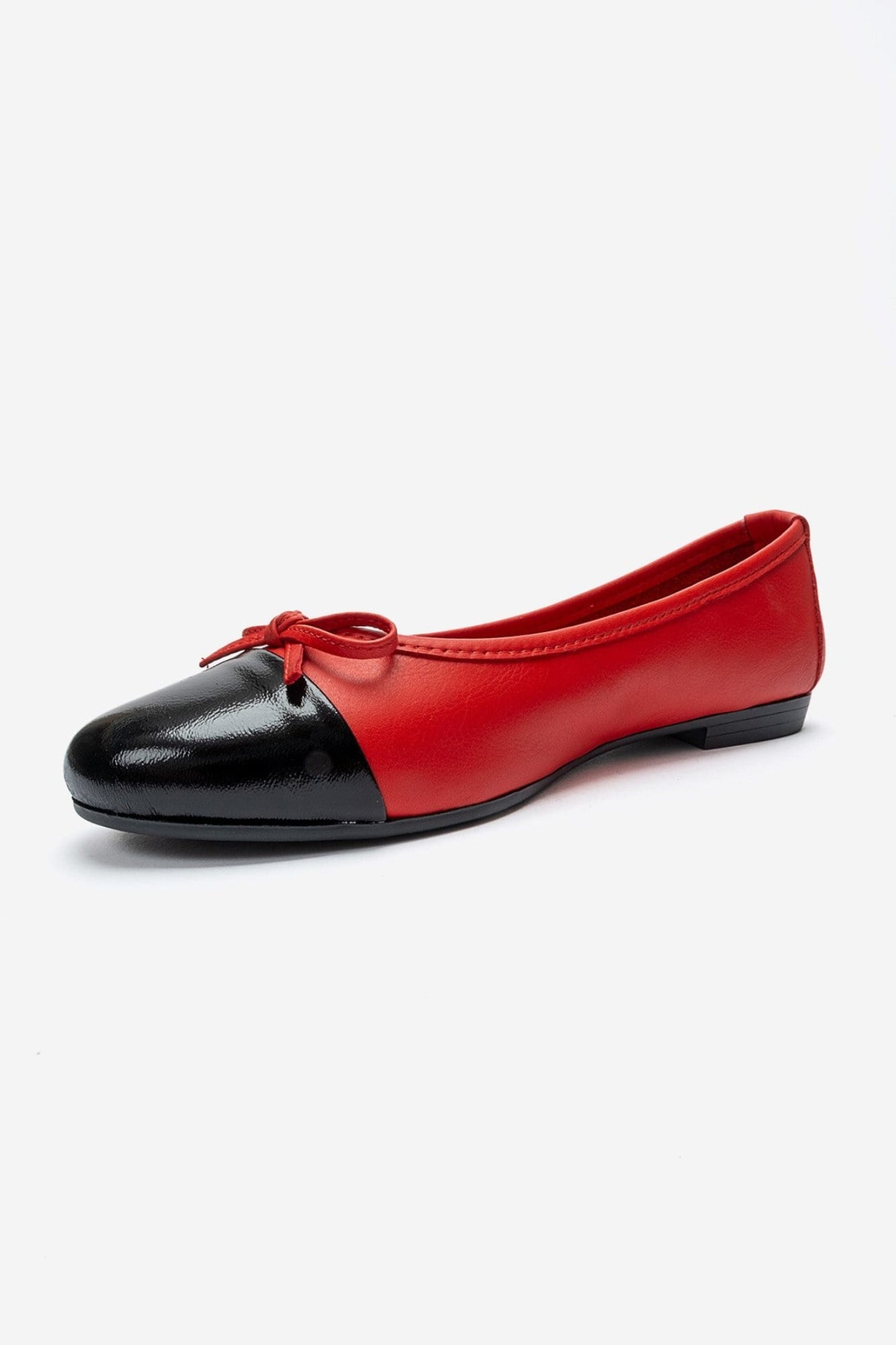 Jens - Red Genuine Leather Bow Ballet Flat (Women)