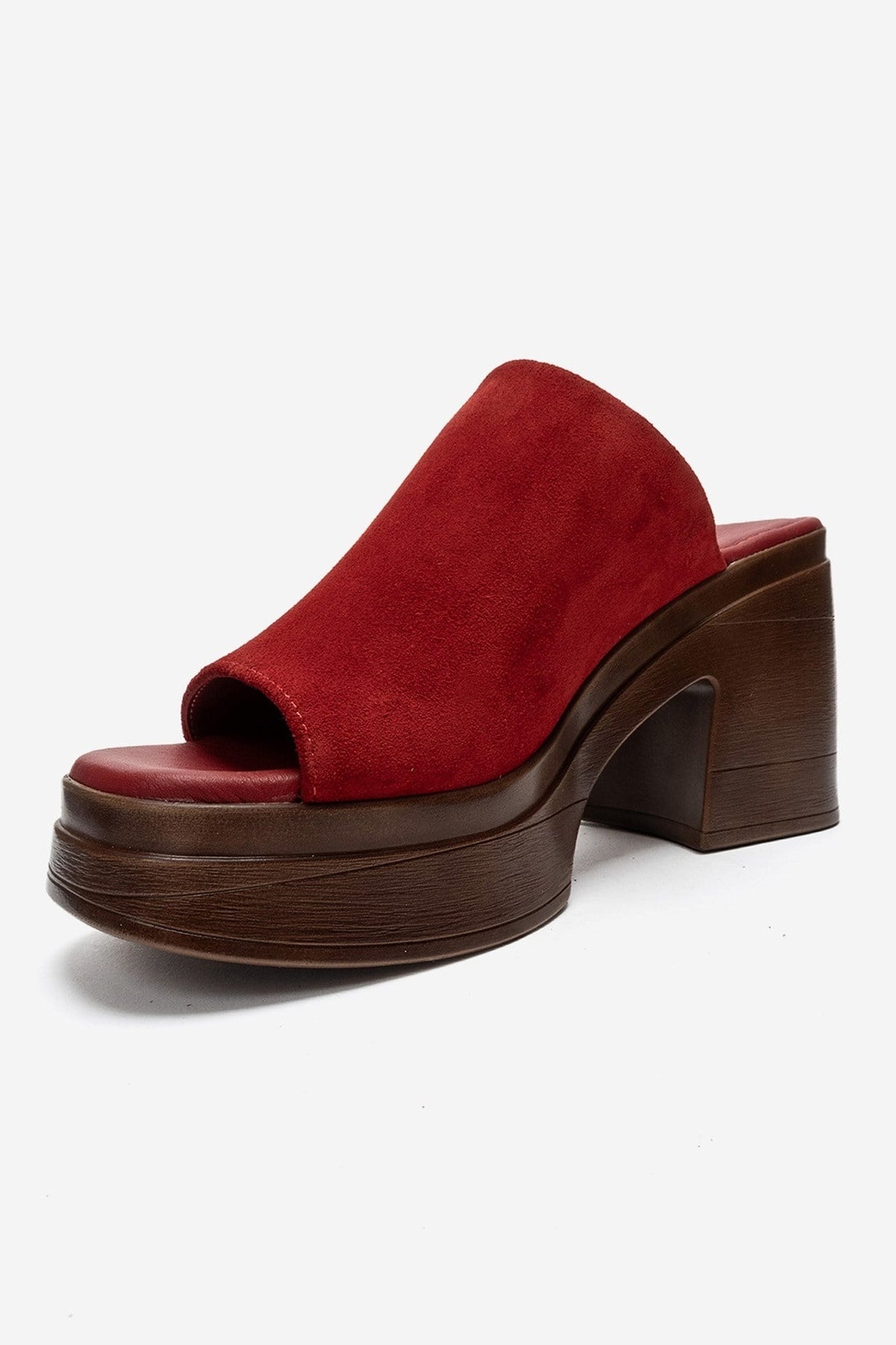 NOLA - Red Genuine Leather Platform Heel Slide (Women)