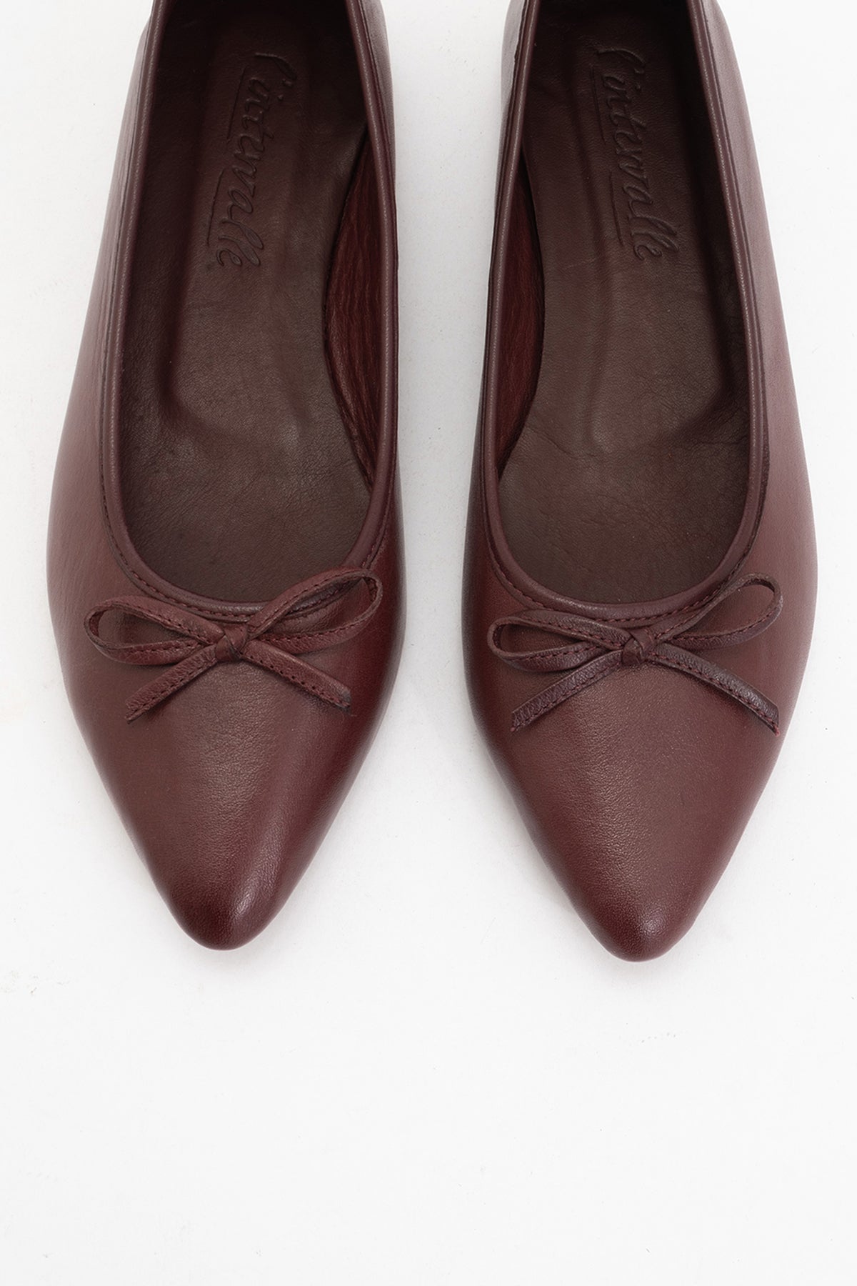 Ruby - Burgundy Brown Pointed Toe Leather Flats