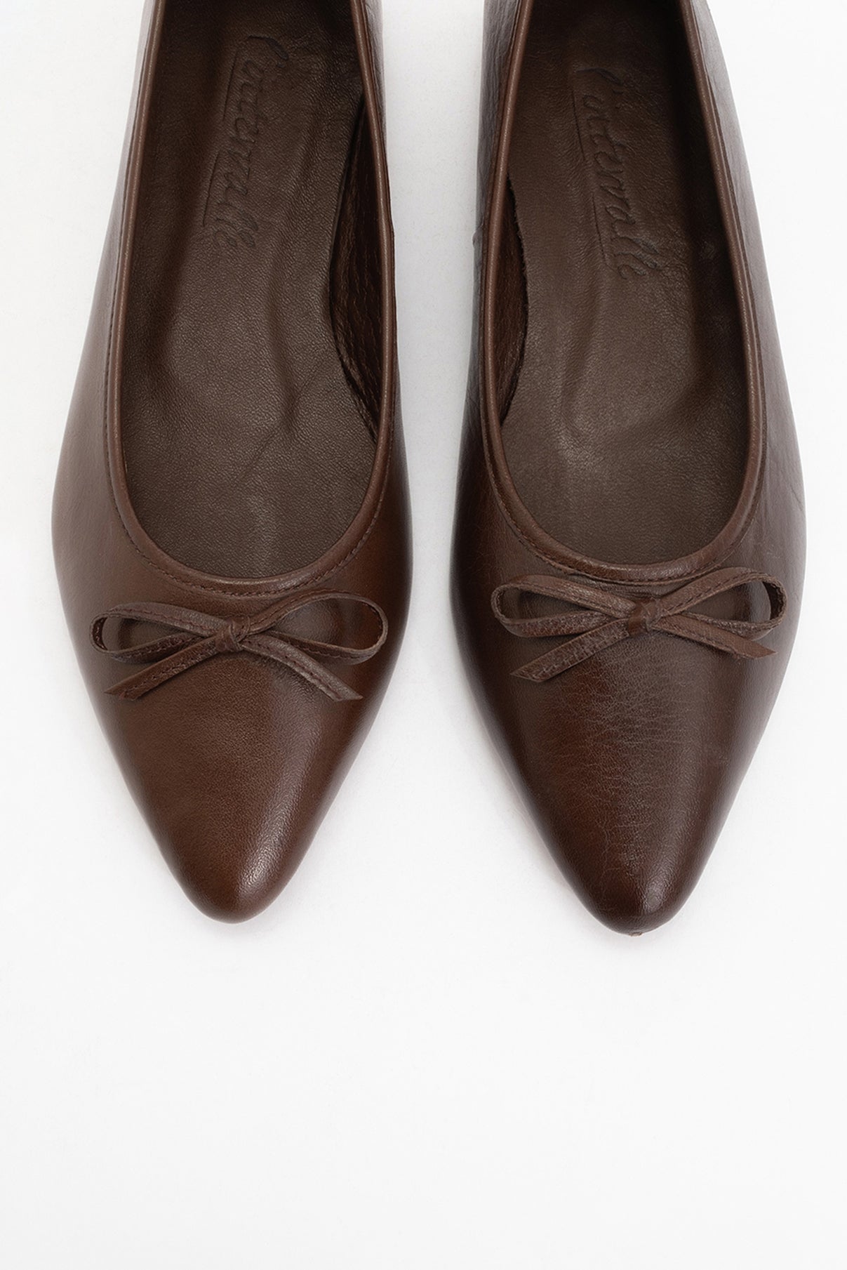 Ruby - Dark Brown Pointed Toe Leather Flats