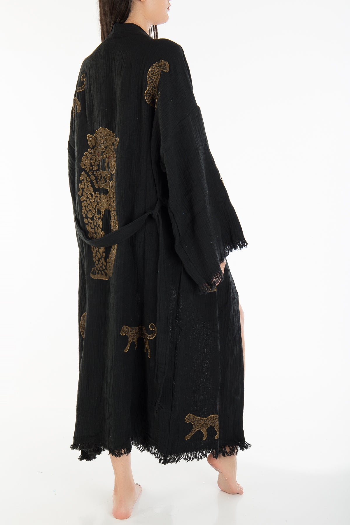 Calypso - Black Handmade Leopard Kimono