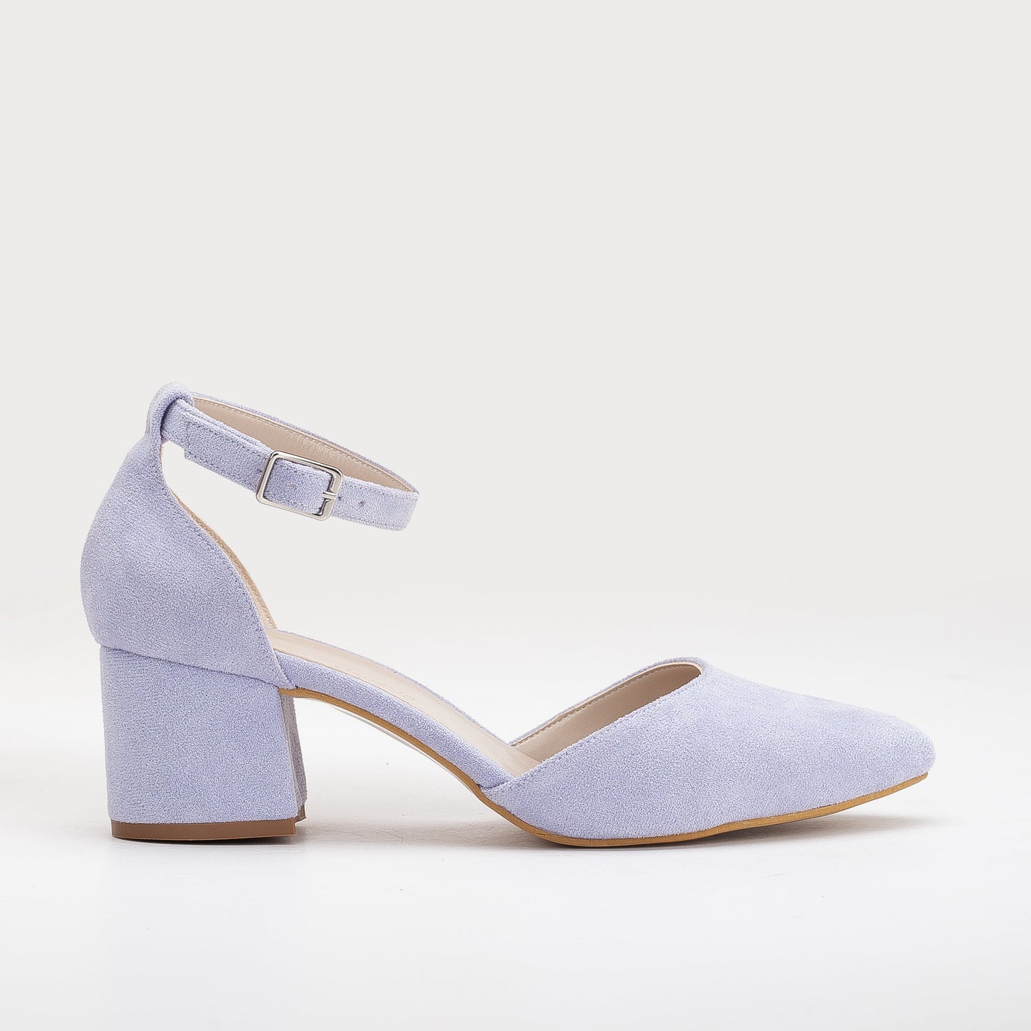 Fiona - Zapatos de tacón de ante lila con lazo de tul