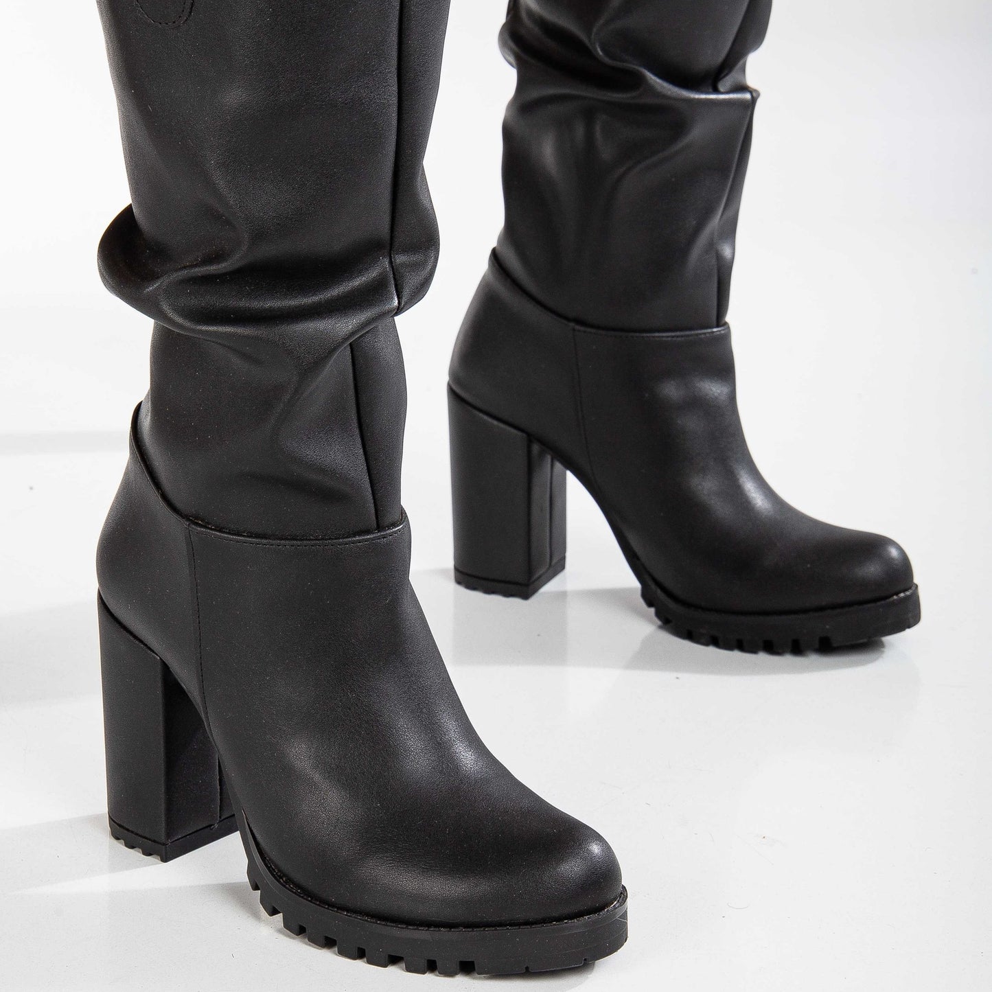 Anais - Black Slouch Platform Boots