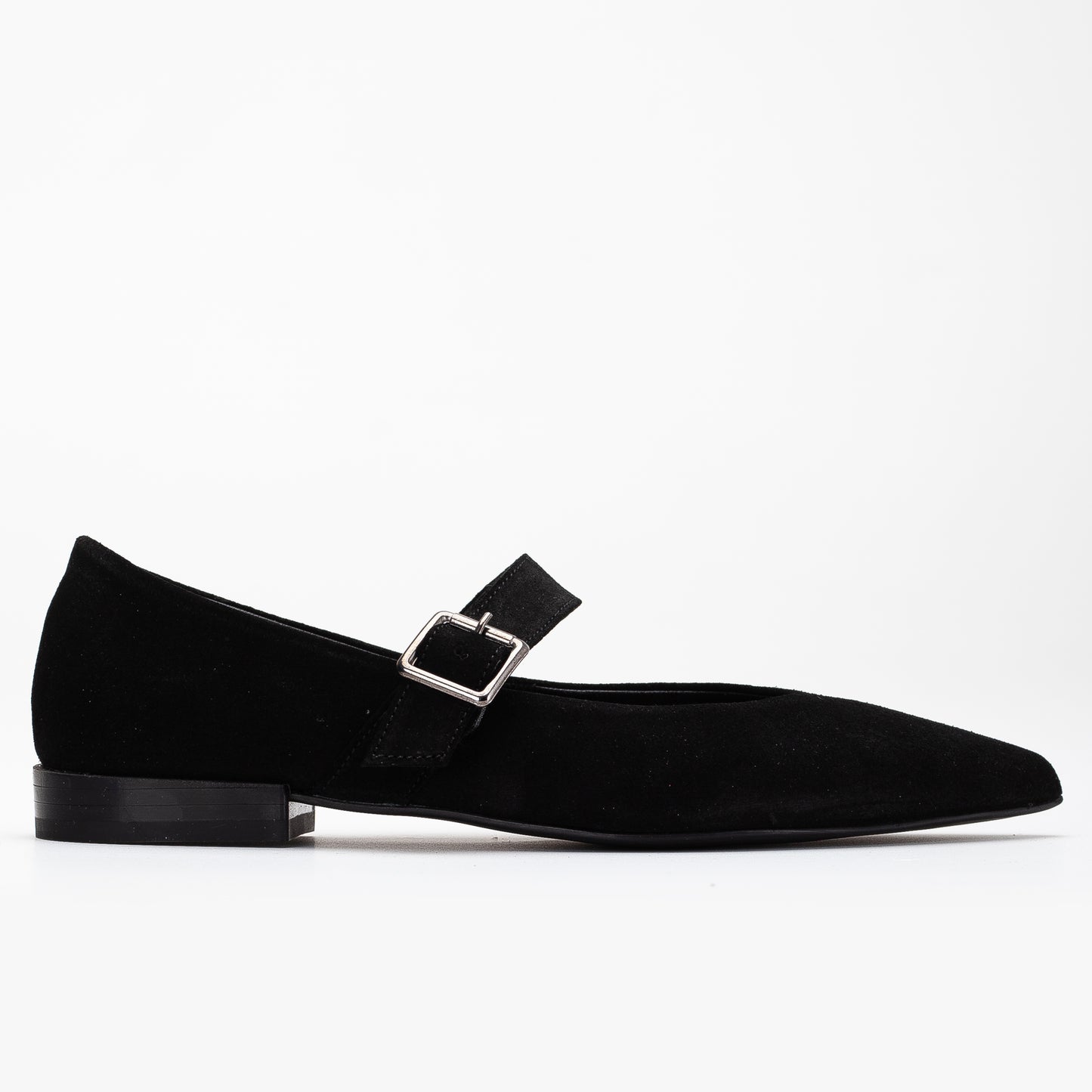 Willow - Black Suede Leather Mary Jane Flats (Women)