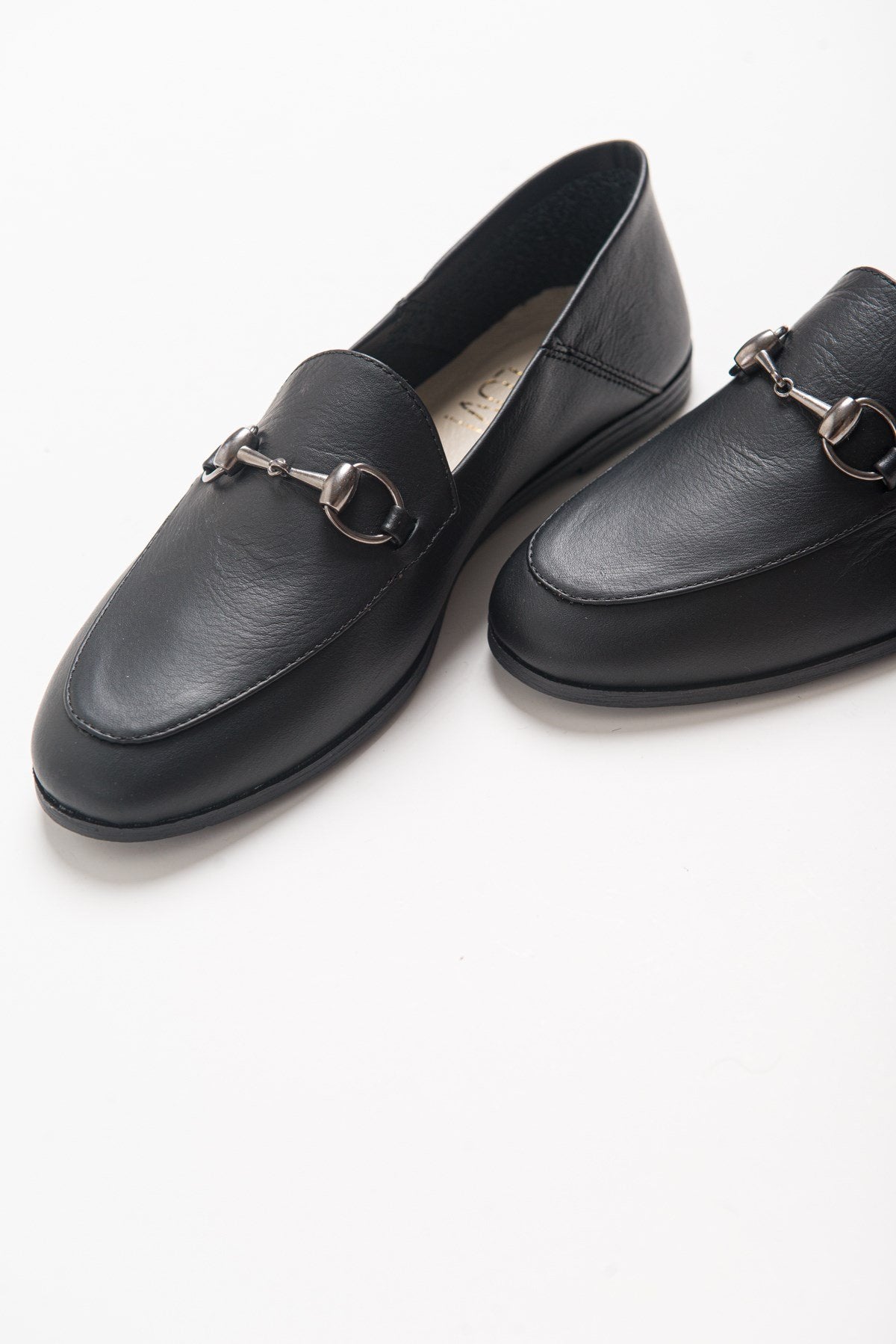 Penny - Black Leather Horsebit Loafers