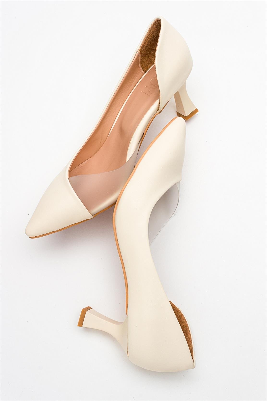Zapatos de tacón en punta con purpurina Vera Cream (Mujer)