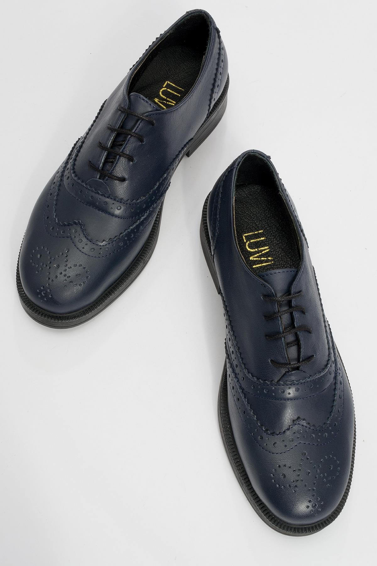 Avra - Navy Leather Oxford Shoes (Women)