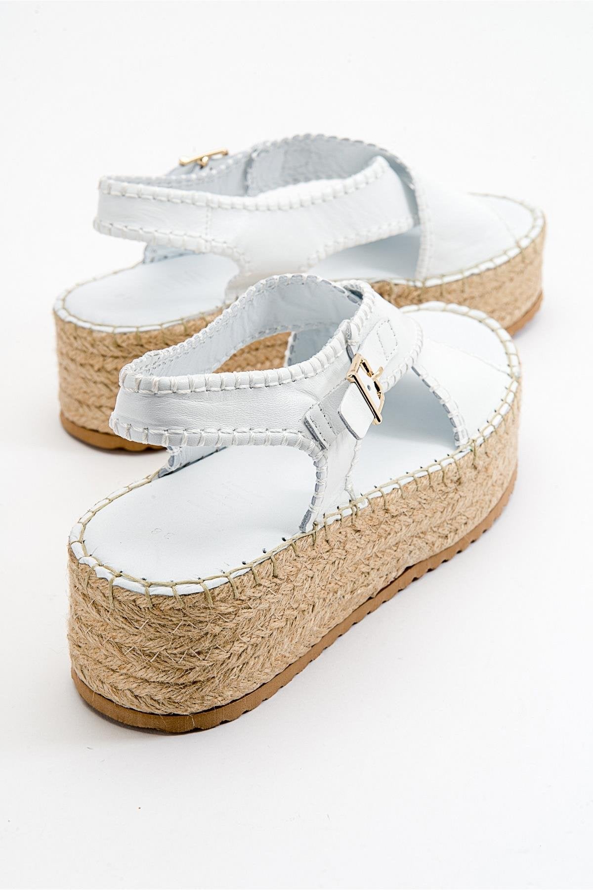 Bellezza - Sandalia de plataforma de cuero blanco (Mujer)