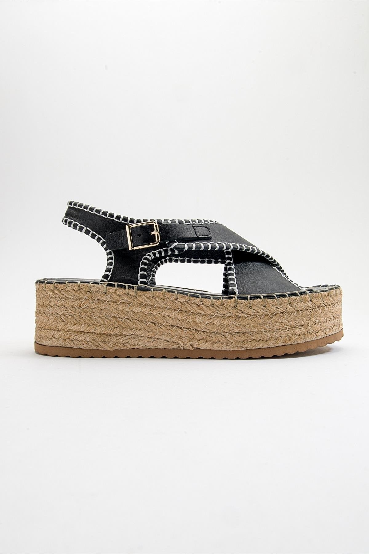 Bellezza - Black Leather Platform Sandal (Women)