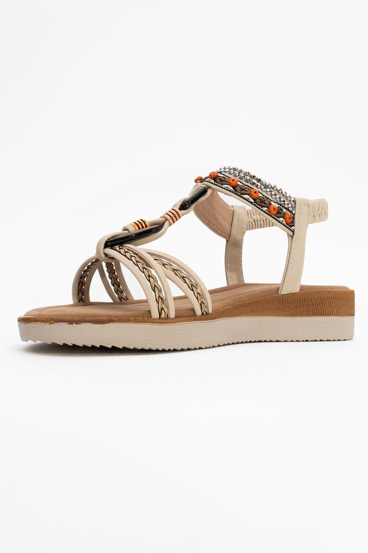 Sandalia con tira trenzada CHER Beige (Mujer)