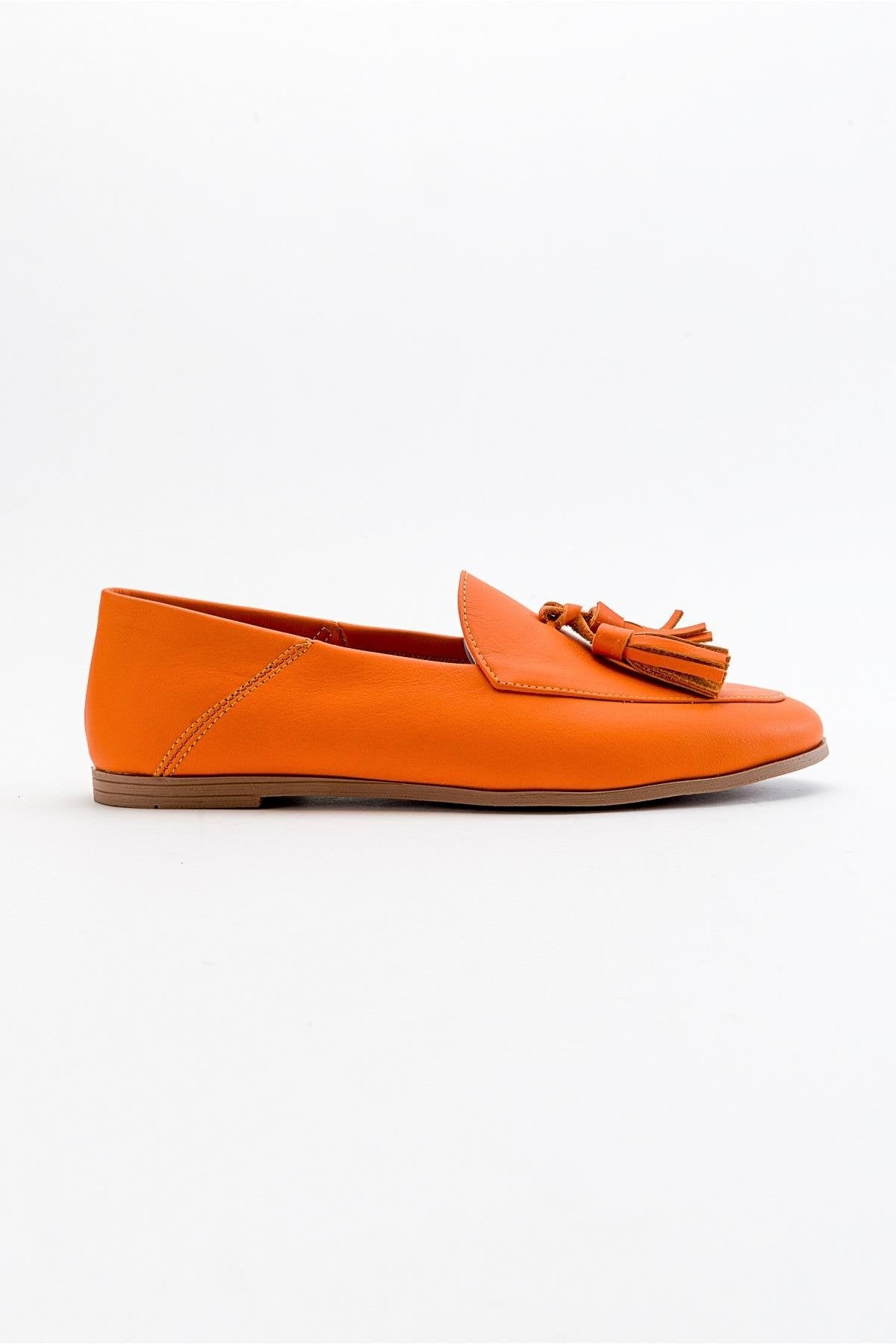 Mona - Neon Orange Soft Leather Tassel Loafers (Women)