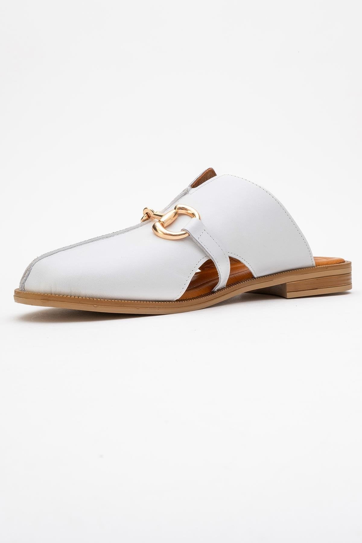 Favor - White Leather Mule Slide (Women)