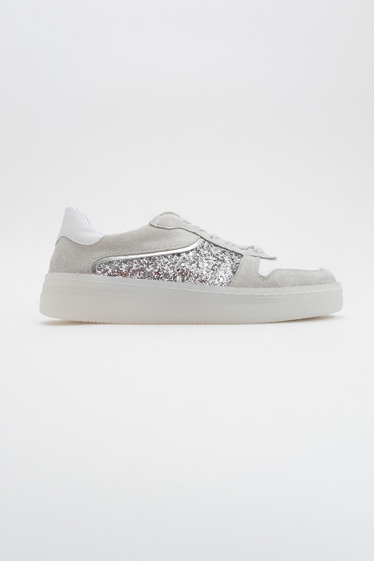 Felipe - Silver Glitter Leather Sneakers (Women)