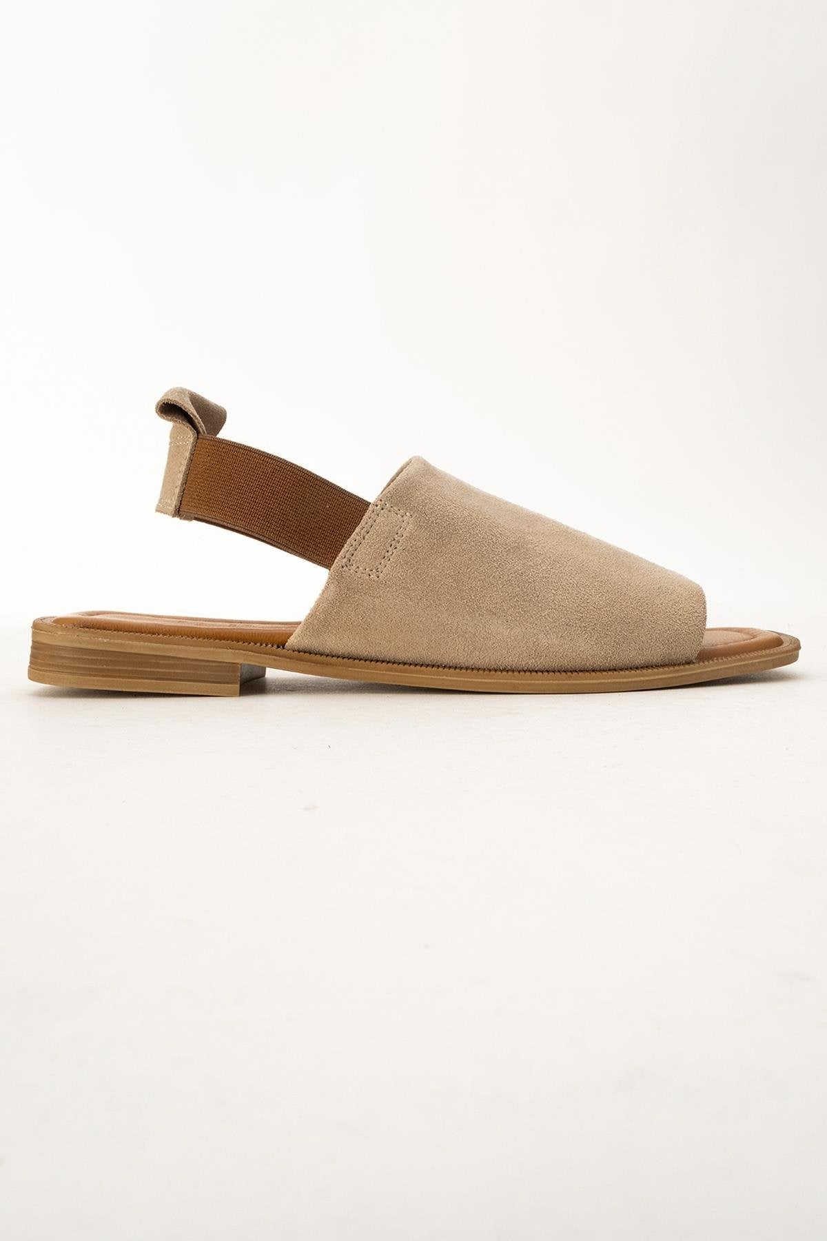 Fuela - Beige Suede Leather Sandals (Women)