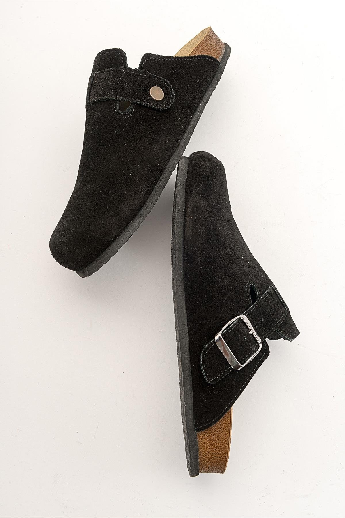 Gons - Black Suede Leather Clogs (Women)