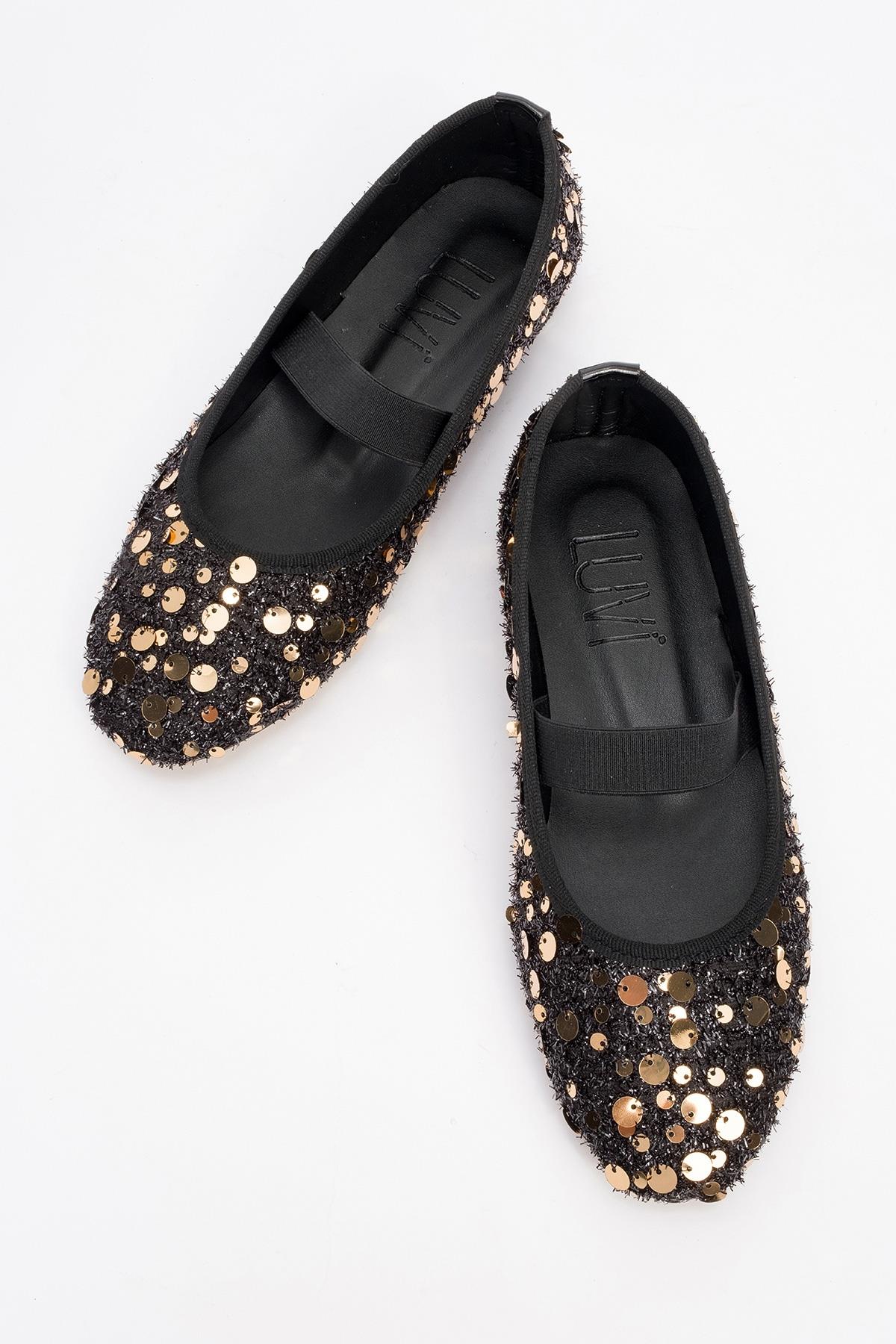 Grego Gold Sequin Embellished Flat (Women)