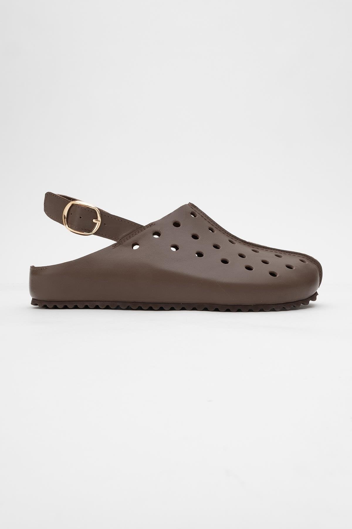 Justa - Brown Leather Clogs (Women)