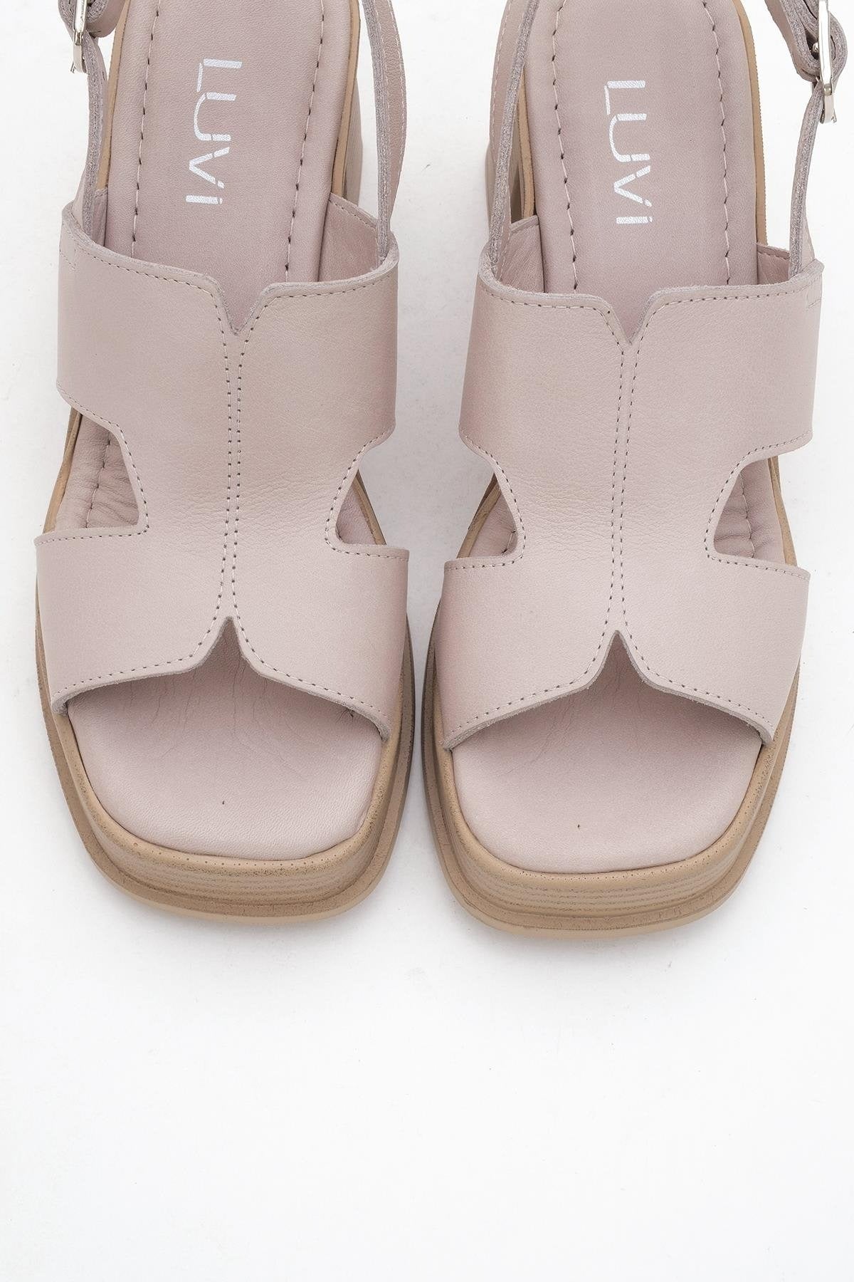 Sandalia de plataforma Zennia de piel beige (Mujer)