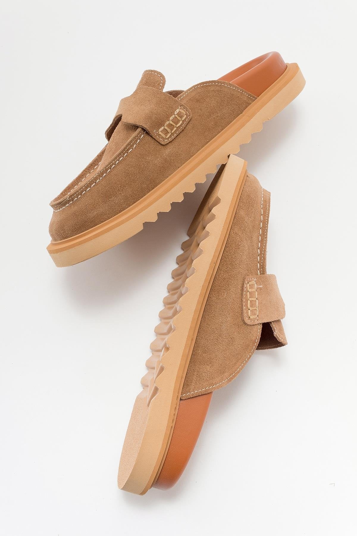 Laven - Cognac Brown Suede Leather Clogs (Women)