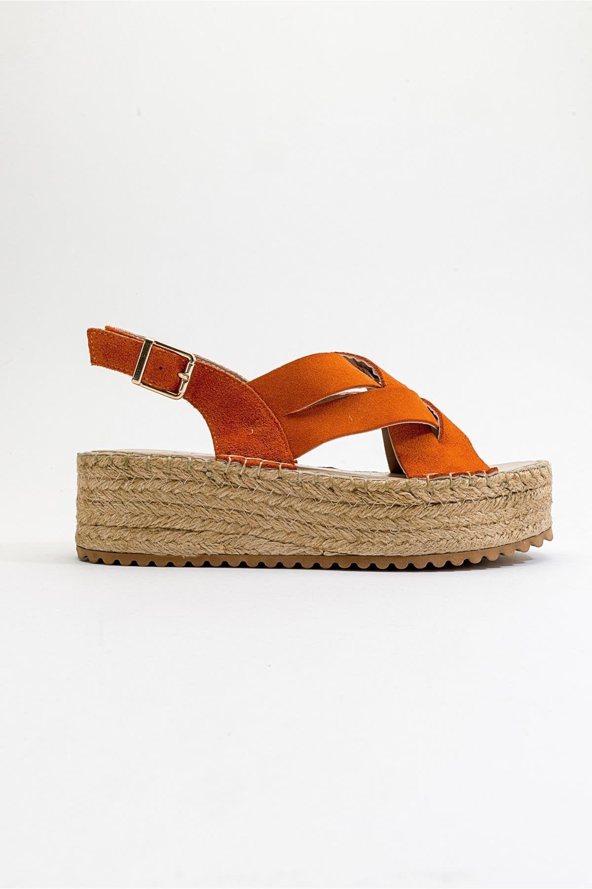 Lontano - Orange Suede Leather Platform Sandal (Women)