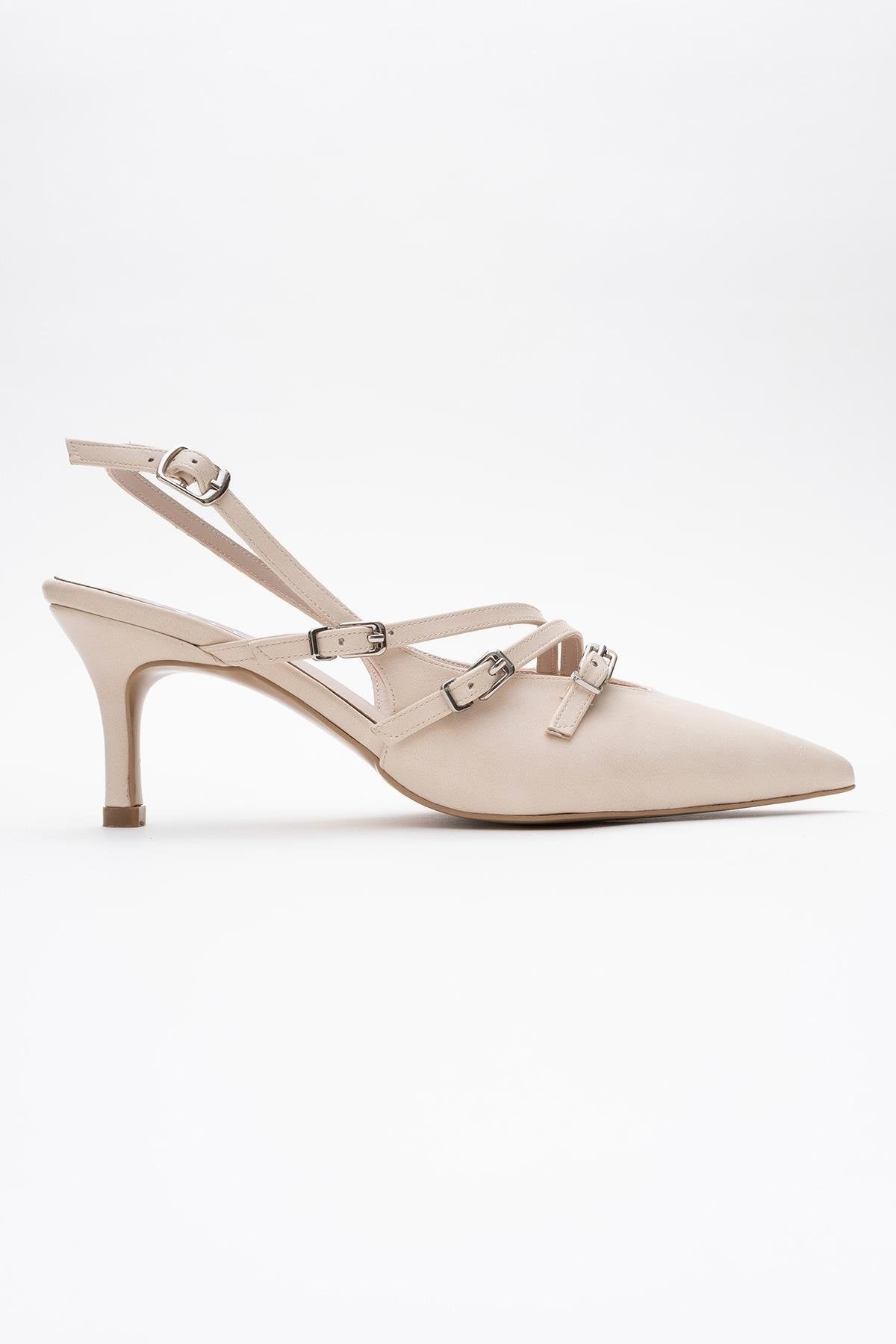 Magra Beige Cilt Pointed-Toe Slingback Stiletto (Women)