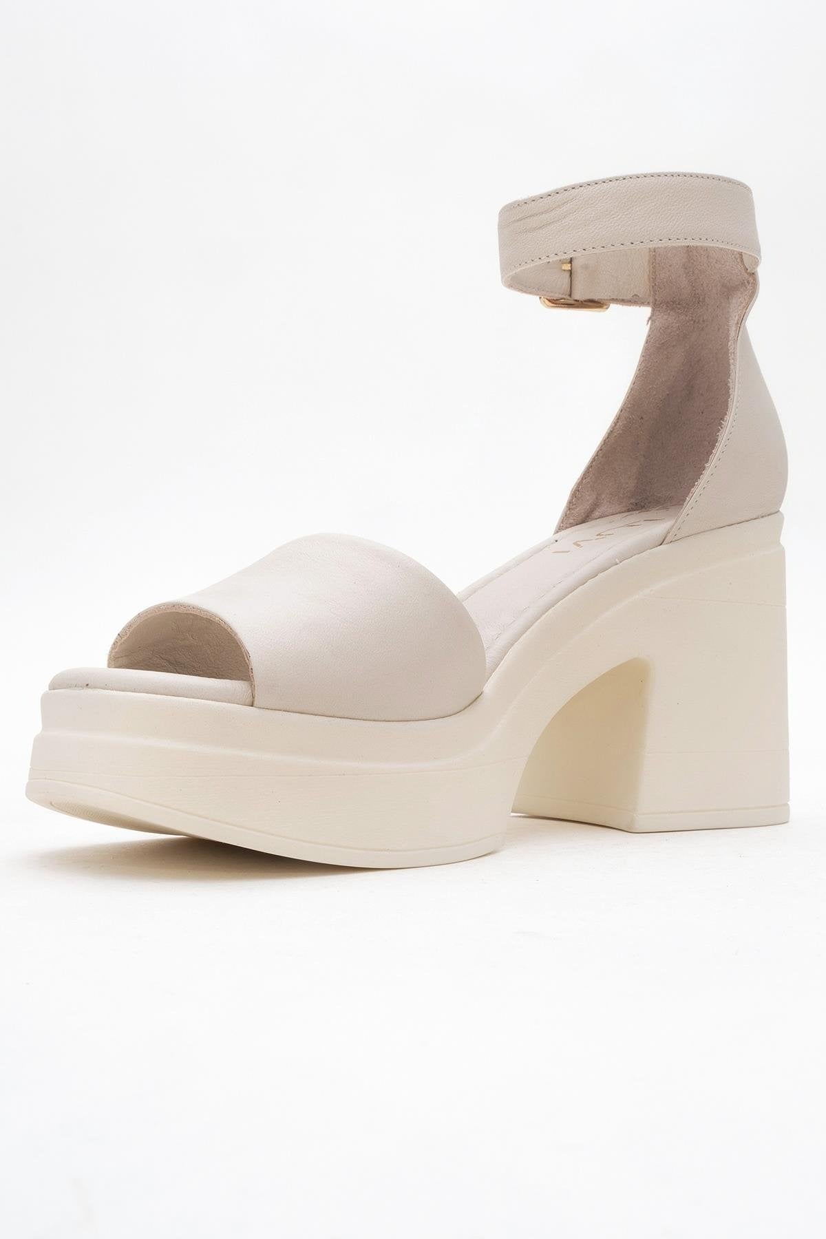 MARGOT Beige Leather Platform Sandal (Women)