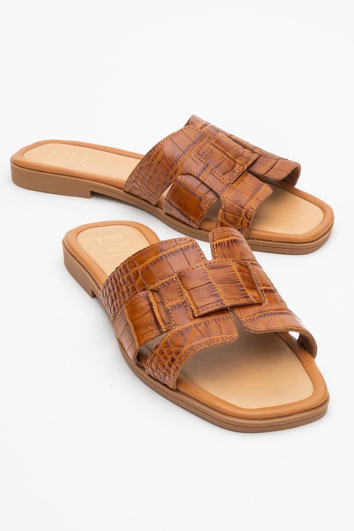Notre - Cognac Leather Slide Sandal (Women)