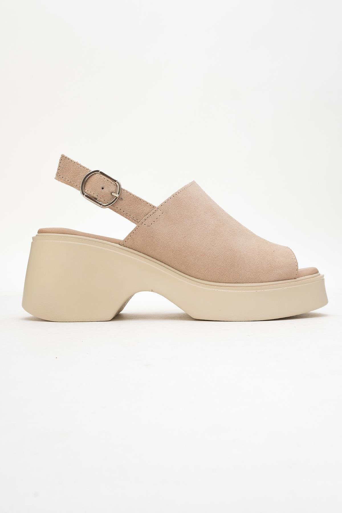 Power - Beige Suede Leather Platform Wedges
