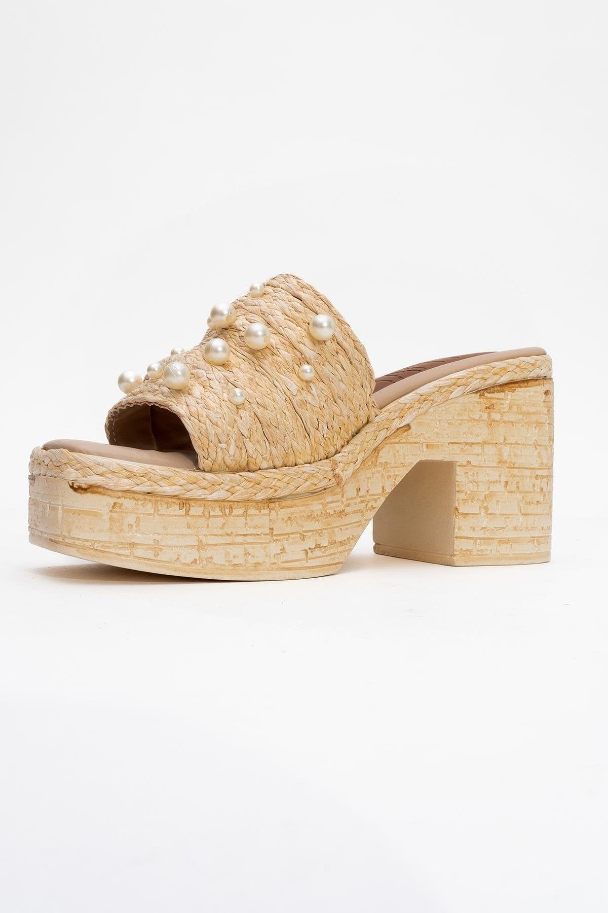 RAYNE Beige Pearl Platform Mules (Women)
