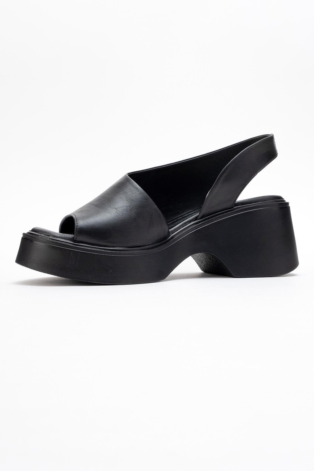 ROY - Black Leather Wedge Sandal (Women)